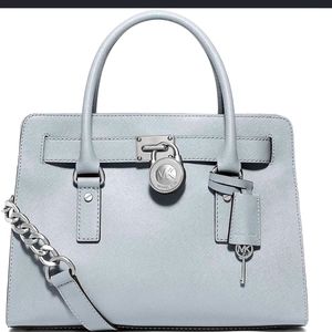 Michael Kors Dusty Blue Hamilton Satchel Purse